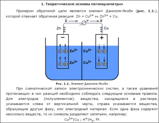 Схема установки для потенциометрических измерений